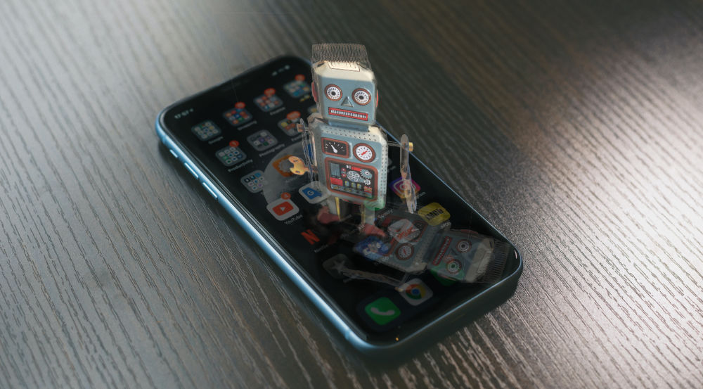 robot and cellphone